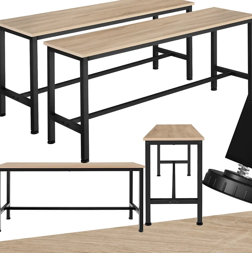 2 bancs Fairfield style industriel en Bois et acier