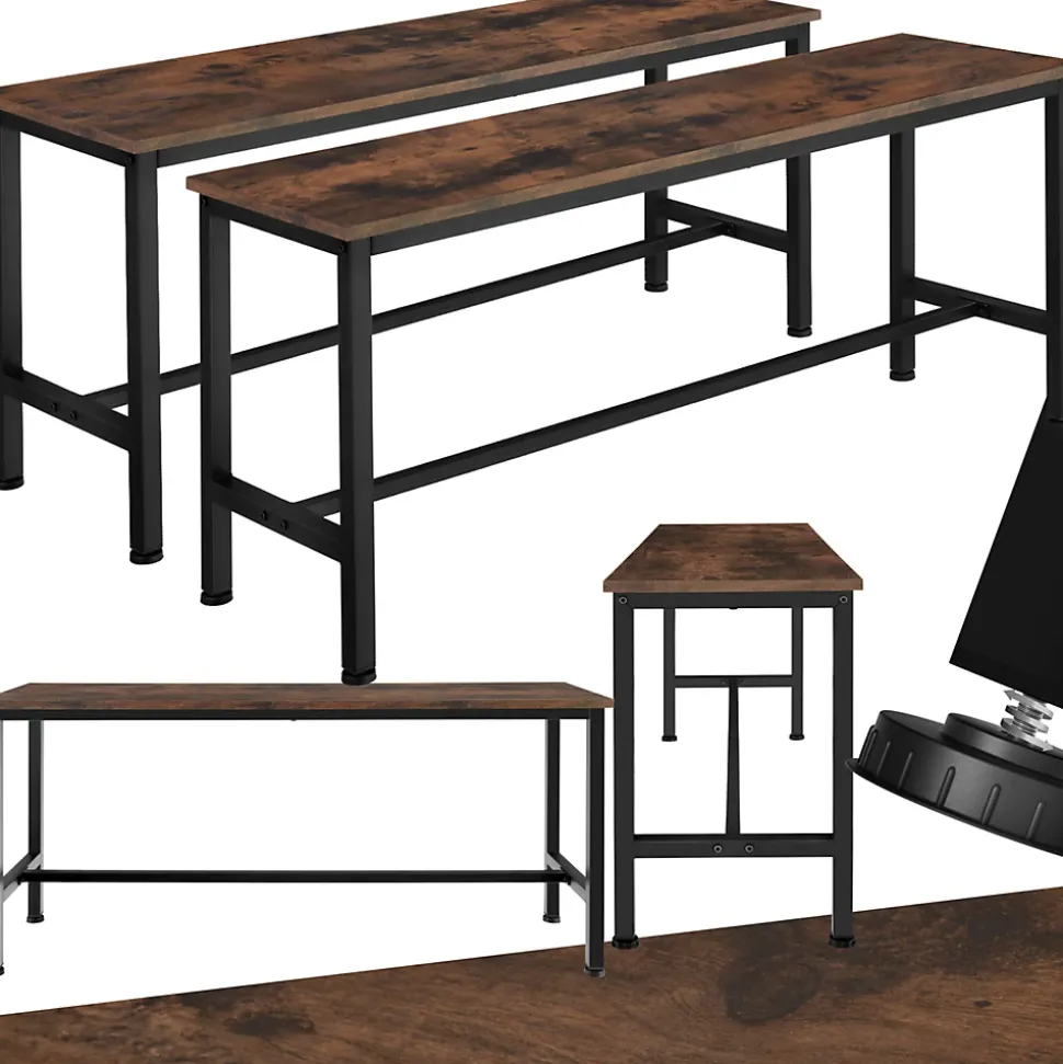 2 bancs Fairfield style industriel en Bois et acier