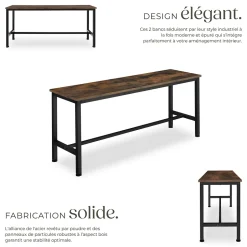 2 bancs Fairfield style industriel en Bois et acier
