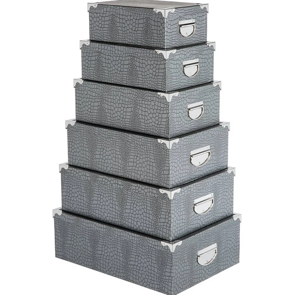 6 boîtes coin métal Croco gris - Gris- 5five