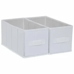 2 boîtes de rangement rectangulaires en textile Mixxit coloris blanc