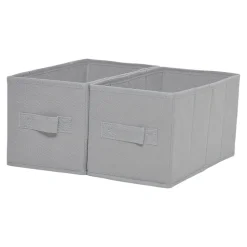 2 boîtes de rangement rectangulaires en textile Mixxit coloris gris clair