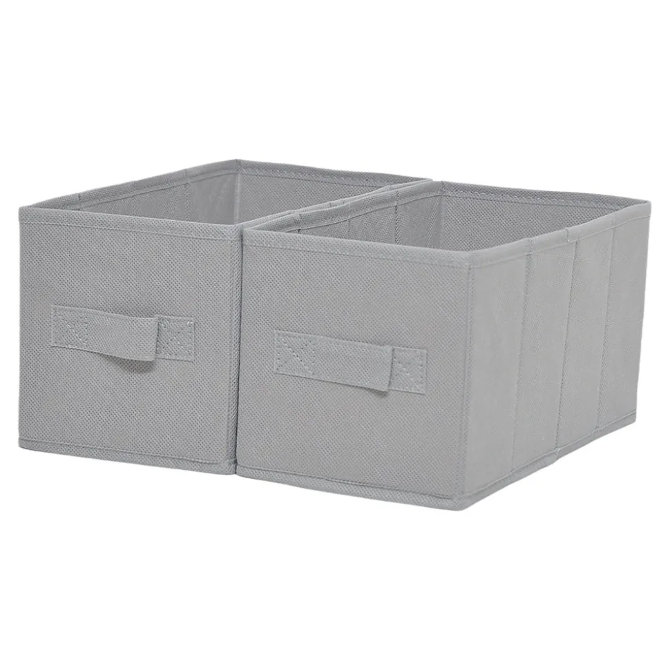2 boîtes de rangement rectangulaires en textile Mixxit coloris gris clair