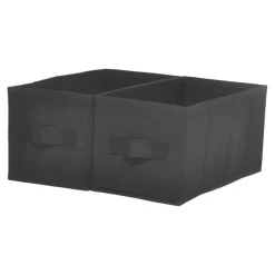 2 boîtes de rangement rectangulaires en textile Mixxit coloris noir
