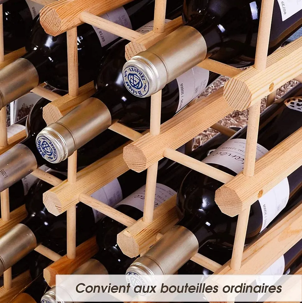 40 Bouteillles Etagere a Vin Casier a Bouteille Modulable Grande Capacite en Bois de Pin