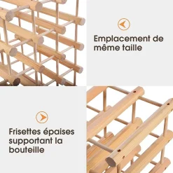 40 Bouteillles Etagere a Vin Casier a Bouteille Modulable Grande Capacite en Bois de Pin