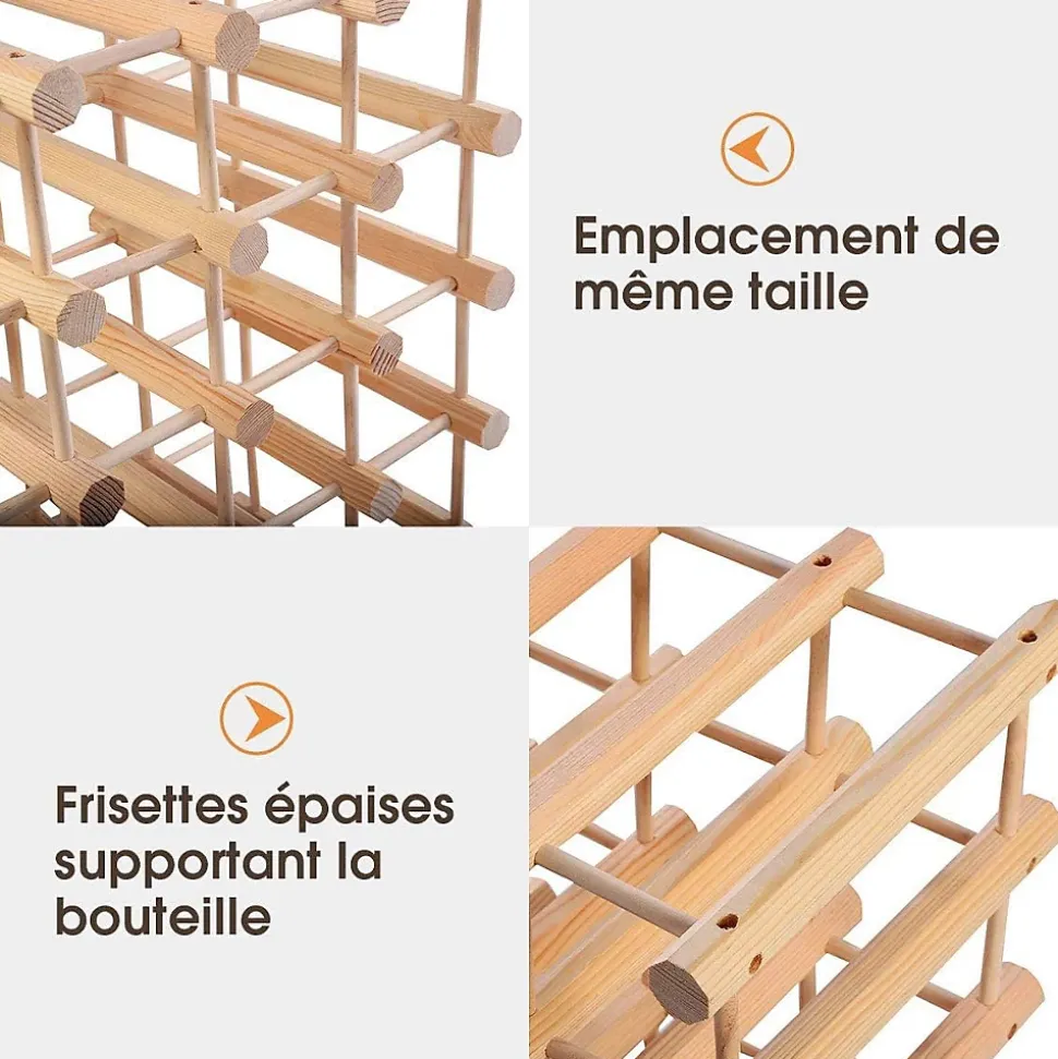 40 Bouteillles Etagere a Vin Casier a Bouteille Modulable Grande Capacite en Bois de Pin