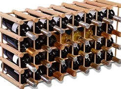 40 Bouteillles Etagere a Vin Casier a Bouteille Modulable Grande Capacite en Bois de Pin