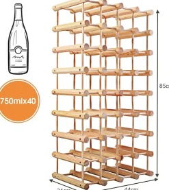 40 Bouteillles Etagere a Vin Casier a Bouteille Modulable Grande Capacite en Bois de Pin