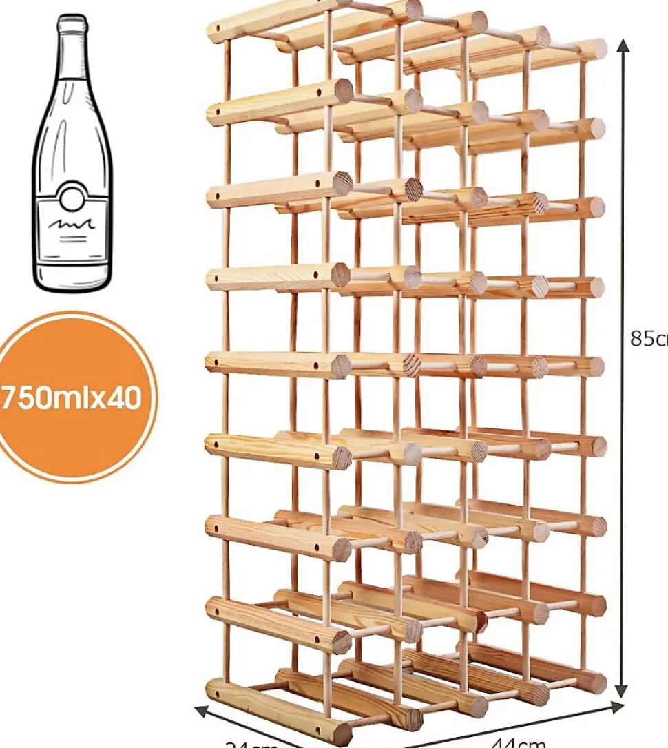 40 Bouteillles Etagere a Vin Casier a Bouteille Modulable Grande Capacite en Bois de Pin