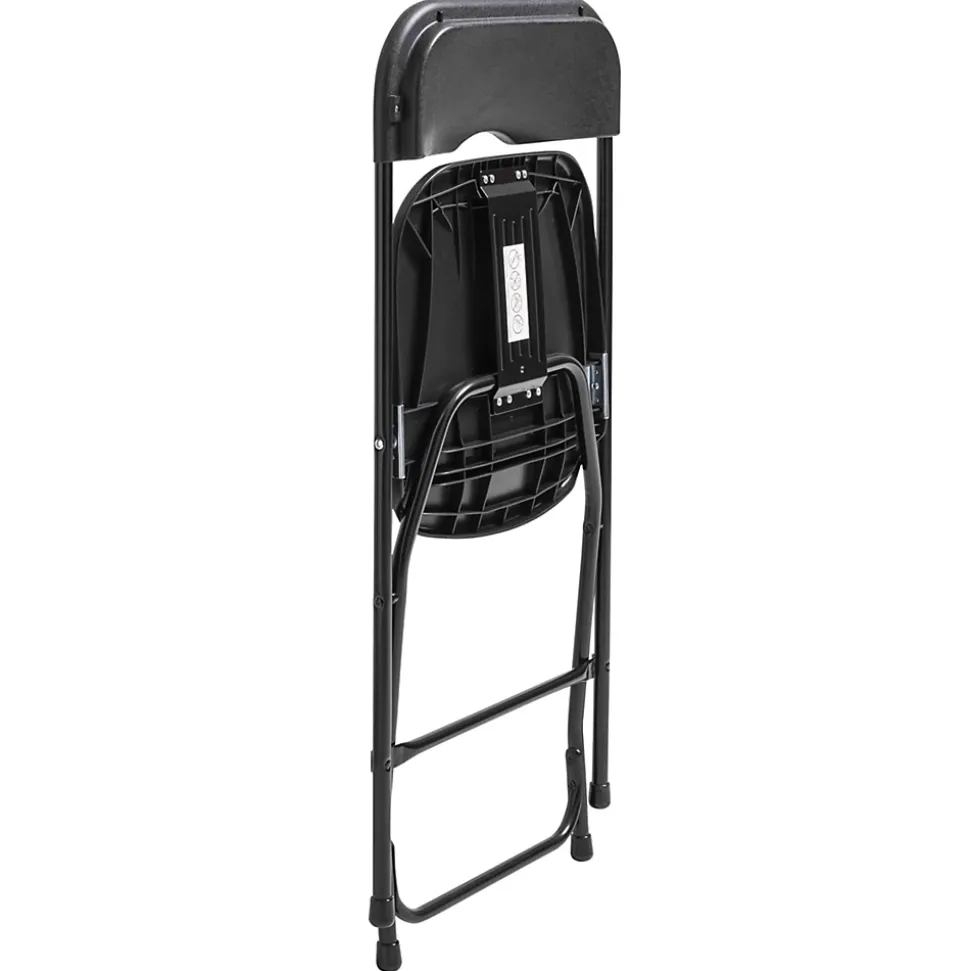 50 chaises pliantes noireset Chariot de transport Oviala