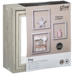 3 grandes étagères murales cube Effet chêne gris Fixy - 5Five
