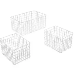 3 paniers de rangement en fer Bogota coloris blanc