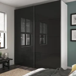 4 panneaux de portes coulissantes anthracite brillant GoodHome Atomia H. 56 x L. 98,7 cm