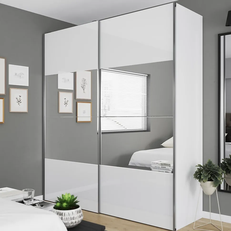 4 panneaux de portes coulissantes argent miroir GoodHome Atomia H. 56 x L. 98,7 cm