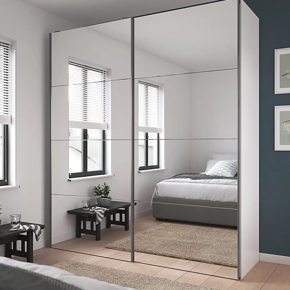 4 panneaux de portes coulissantes argent miroir GoodHome Atomia H. 56 x L. 98,7 cm