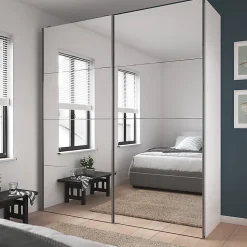 4 panneaux de portes coulissantes argent miroir GoodHome Atomia H. 56 x L. 73,7 cm