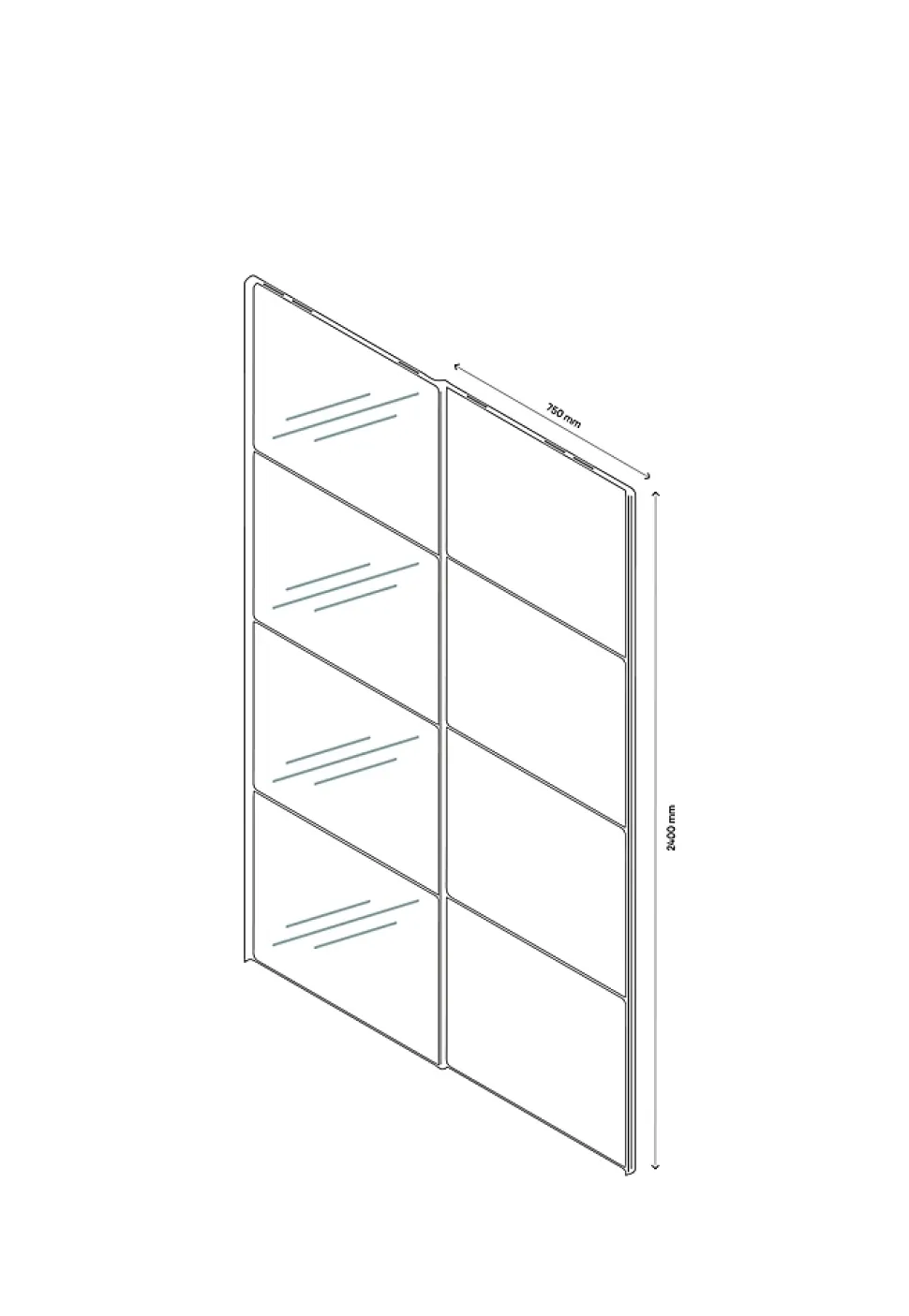 4 panneaux de portes coulissantes argent miroir GoodHome Atomia H. 56 x L. 73,7 cm