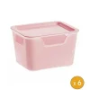 6 Petit bacs de rangement avec couvercle 1,9 litre - Rose