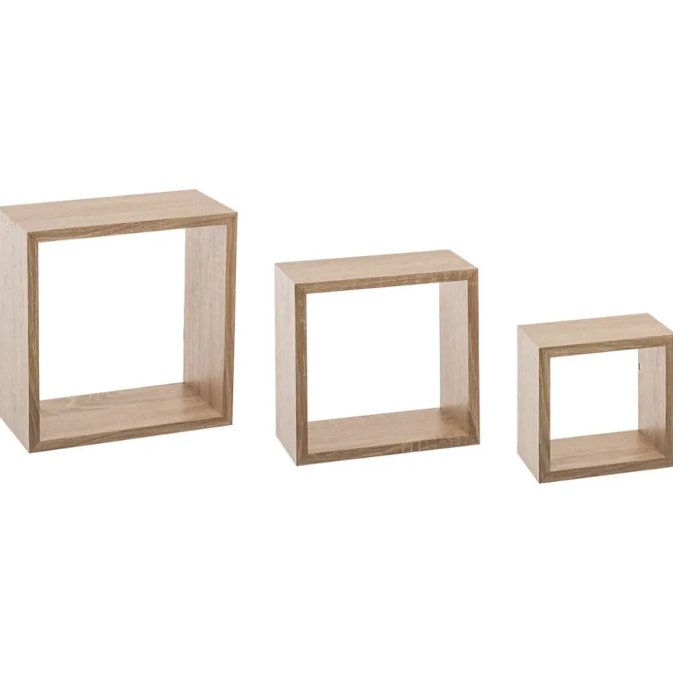 3 petites étagères murales cube Effet chêne Fixy - 5Five
