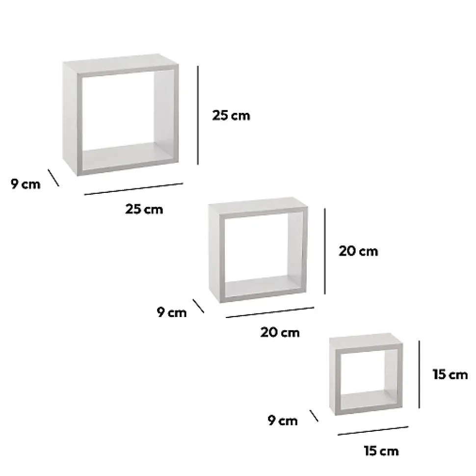 3 petites étagères murales cube Blanc Fixy - 5Five