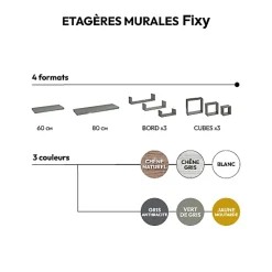 3 petites étagères murales cube Blanc Fixy - 5Five