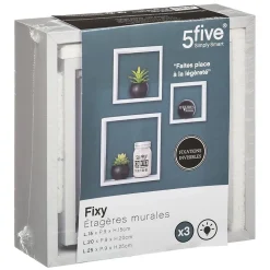 3 petites étagères murales cube Blanc Fixy - 5Five
