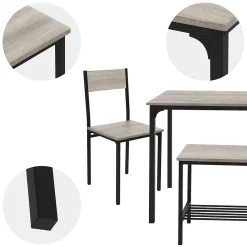 4 Pièces meubles de salle à manger cuisine table chaises banc chêne Sonoma
