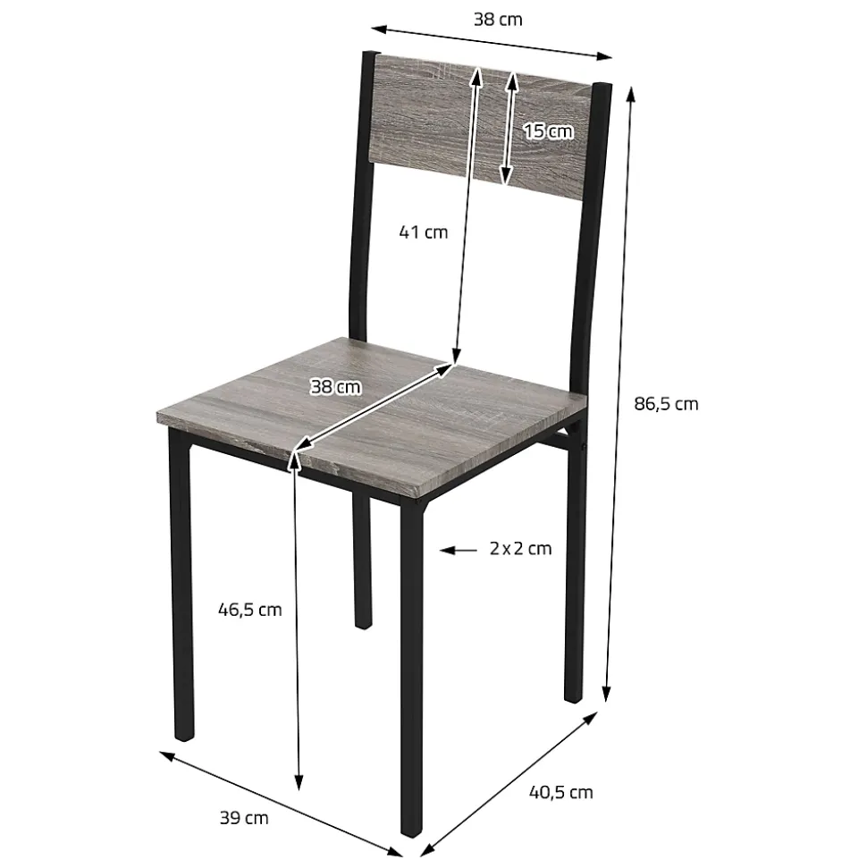 4 Pièces meubles salle à manger cuisine table chaises banc chêne-gris MDF/acier