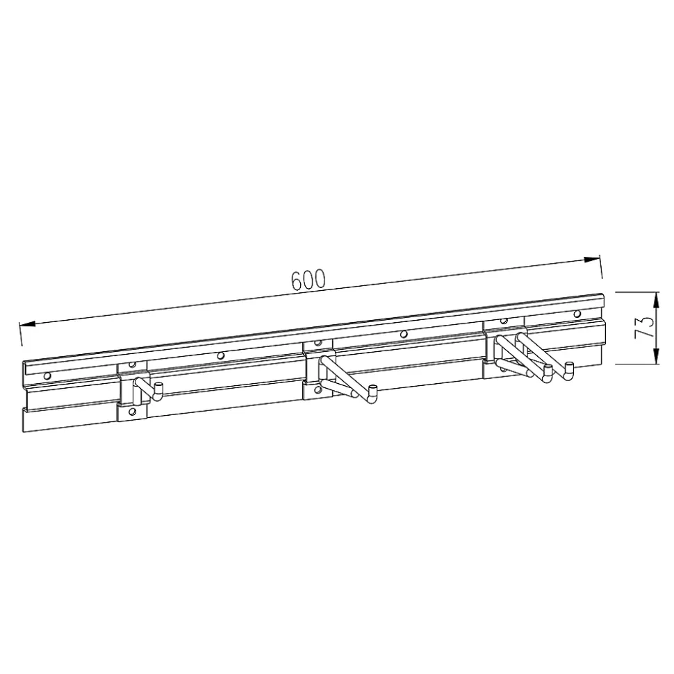 2 rails porte-outils à visser avec 6 crochets noir mat GoodHome Rand