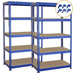 2 Rayonnages Bleu en Métal T-Rax 75 x 150 x 30 cm