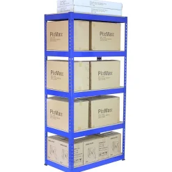 3 Rayonnages Q-Rax Bleus 90cm x 50cm x 182cm & 2 Rayonnages Q-Rax Bleus 120cm x 50cm x 182cm en Acier Sans Boulons