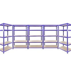 3 Rayonnages Q-Rax Bleus 120cm x 50cm x 182cm & 2 Rayonnages Q-Rax Bleus 90cm x 50cm x 182cm