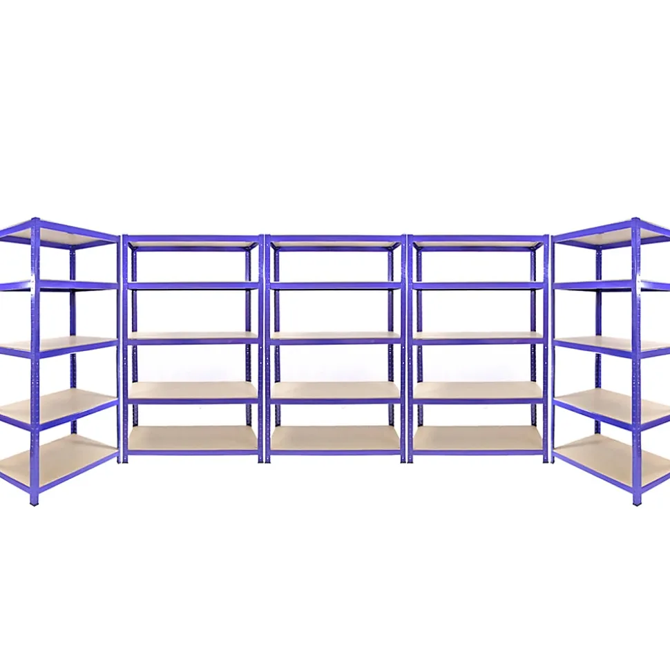 3 Rayonnages Q-Rax Bleus 120cm x 50cm x 182cm & 2 Rayonnages Q-Rax Bleus 90cm x 50cm x 182cm