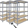 3 Rayonnages Q-Rax en Acier Sans Boulons Gris - 120cm x 182,5cm x 50cm & Maillet