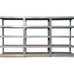 3 Rayonnages Q-Rax en Acier Sans Boulons Gris - 120cm x 182,5cm x 50cm