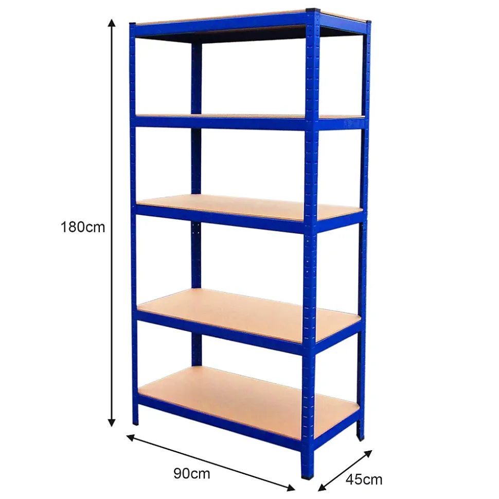 3 Rayonnages T-Rax en Acier Sans Boulons Bleus 90cm x 45cm x 180cm