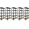 5 Rayonnages T-Rax en Acier Sans Boulons Noirs 75cm x 30cm