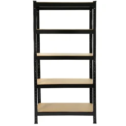 5 Rayonnages T-Rax en Acier Sans Boulons Noirs 75cm x 30cm