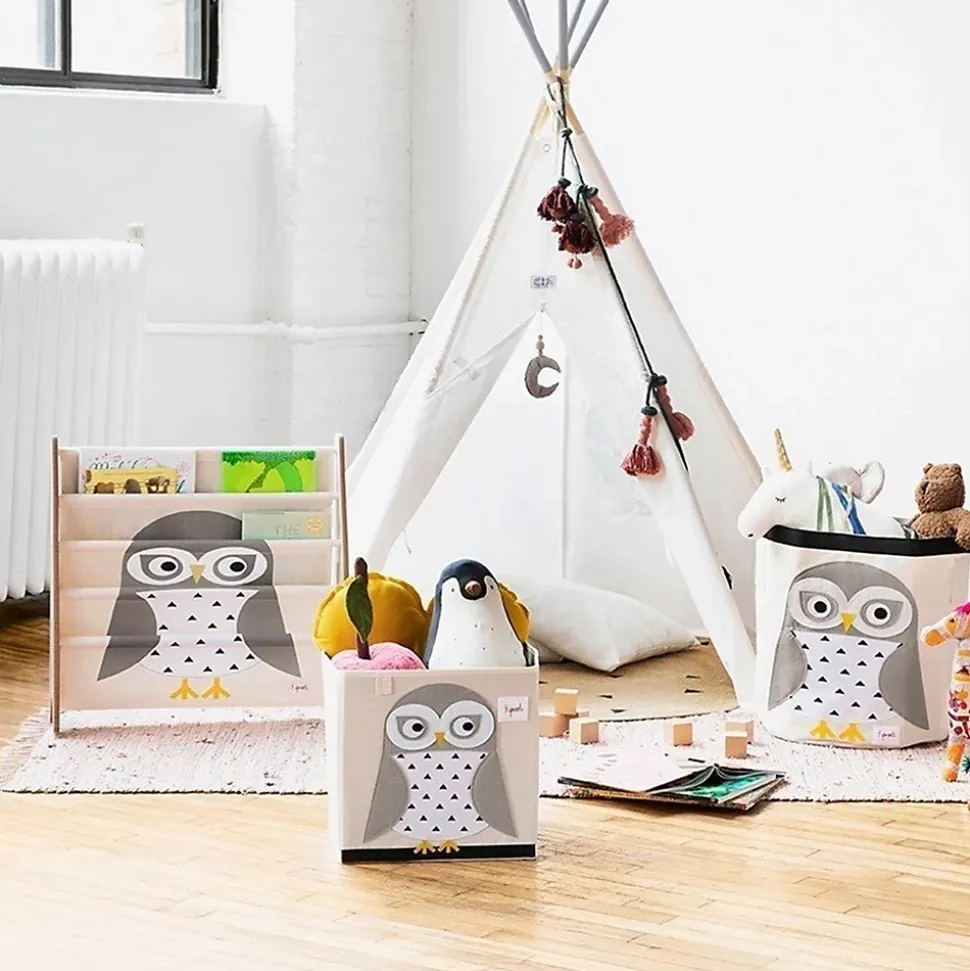3 Sprouts Boîte de rangement pour jouets Chouette