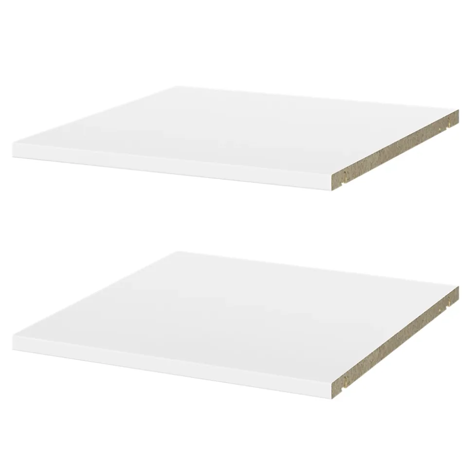 2 tablettes blanches pour caisson d'angle Atomia L. 41,2 x P. 43,2 x Ep. 1,8 cm