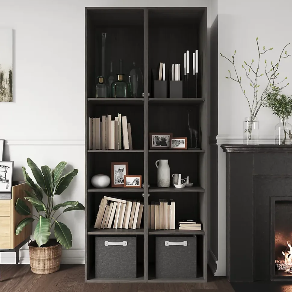 2 tablettes effet chêne grisé GoodHome Atomia L. 46,4 x P. 33,2 cm