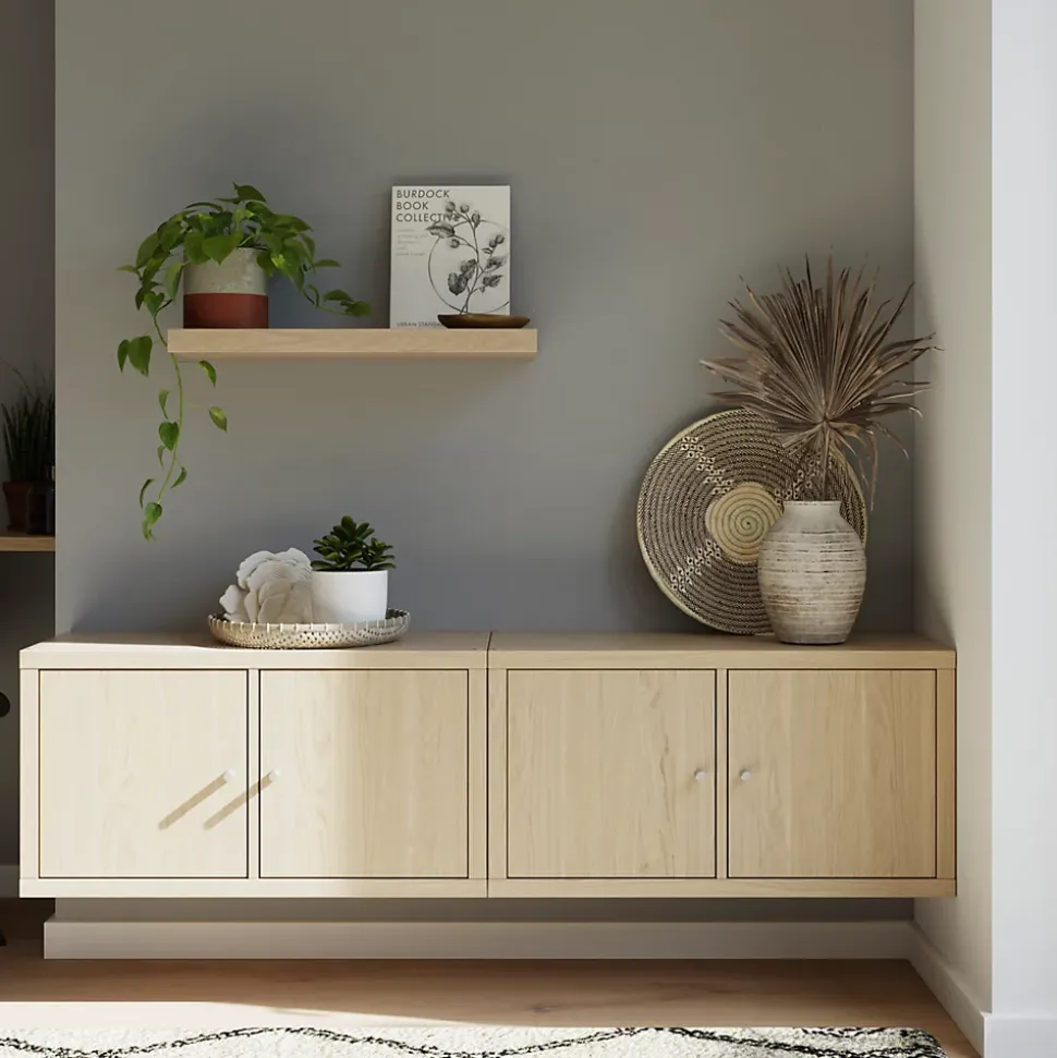 2 Étagères modulables 2 cubes avec 4 portes GoodHome Mixxit effet chêne
