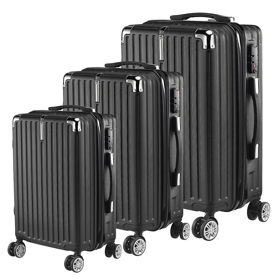 3 Tailles De Bagages à Coque Rigide Avec Serrure à Combinaison, Roulettes Pivotantes