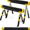 2 Tréteaux Chevalet de Sciage Portable en Acier Réglage en Hauteur Surface Antidérapante Charge de 1180 kg Jaune