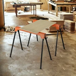 2 Tréteaux Pliants,Tréteaux Métalliques Portables avec Poignée et Bras de Support 2x4 Détachable,Charge 600 kg/Tréteau,Orange
