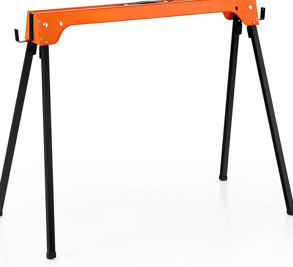2 Tréteaux Pliants,Tréteaux Métalliques Portables avec Poignée et Bras de Support 2x4 Détachable,Charge 600 kg/Tréteau,Orange