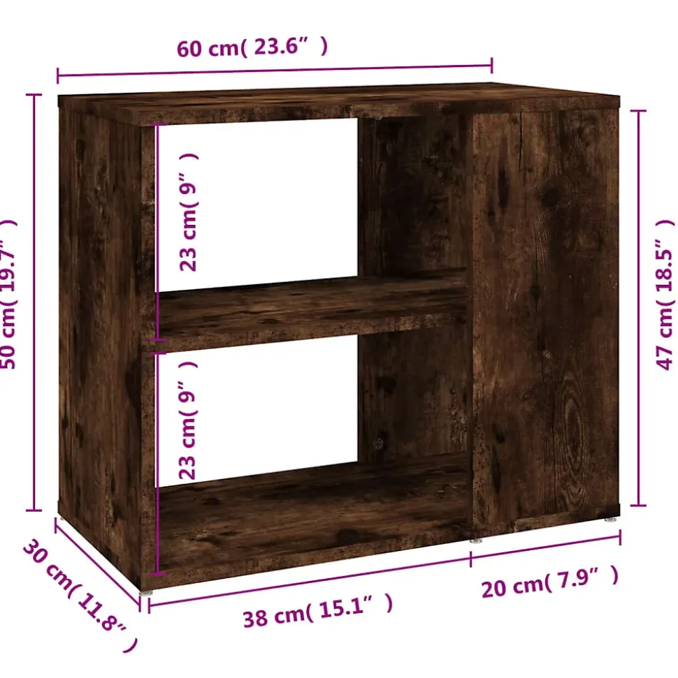 815813 vidaXL Armoire latérale Chêne fumé 60x30x50 cm Bois d'ingénierie