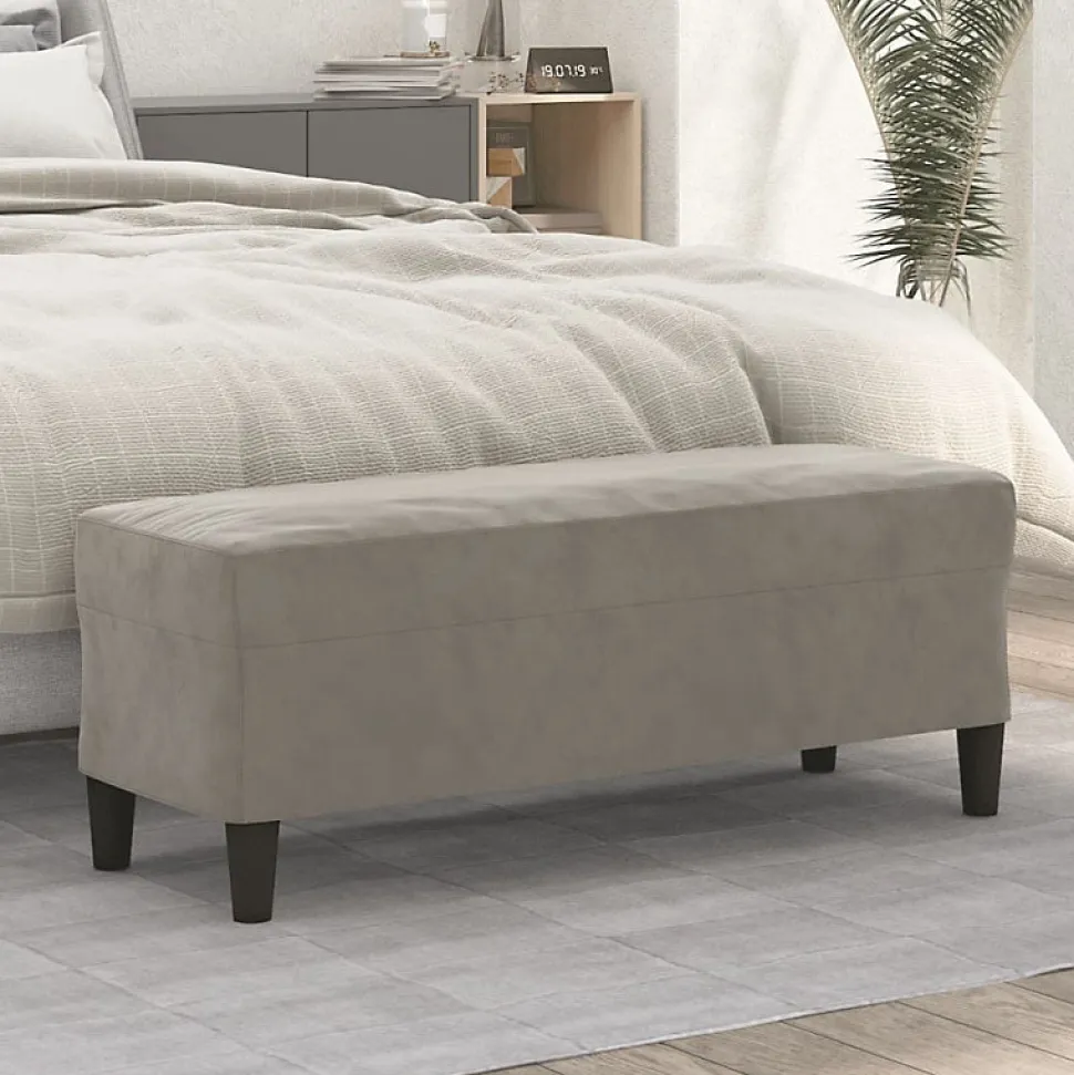 349421 vidaXL Banc Gris clair 100x35x41 cm Velours