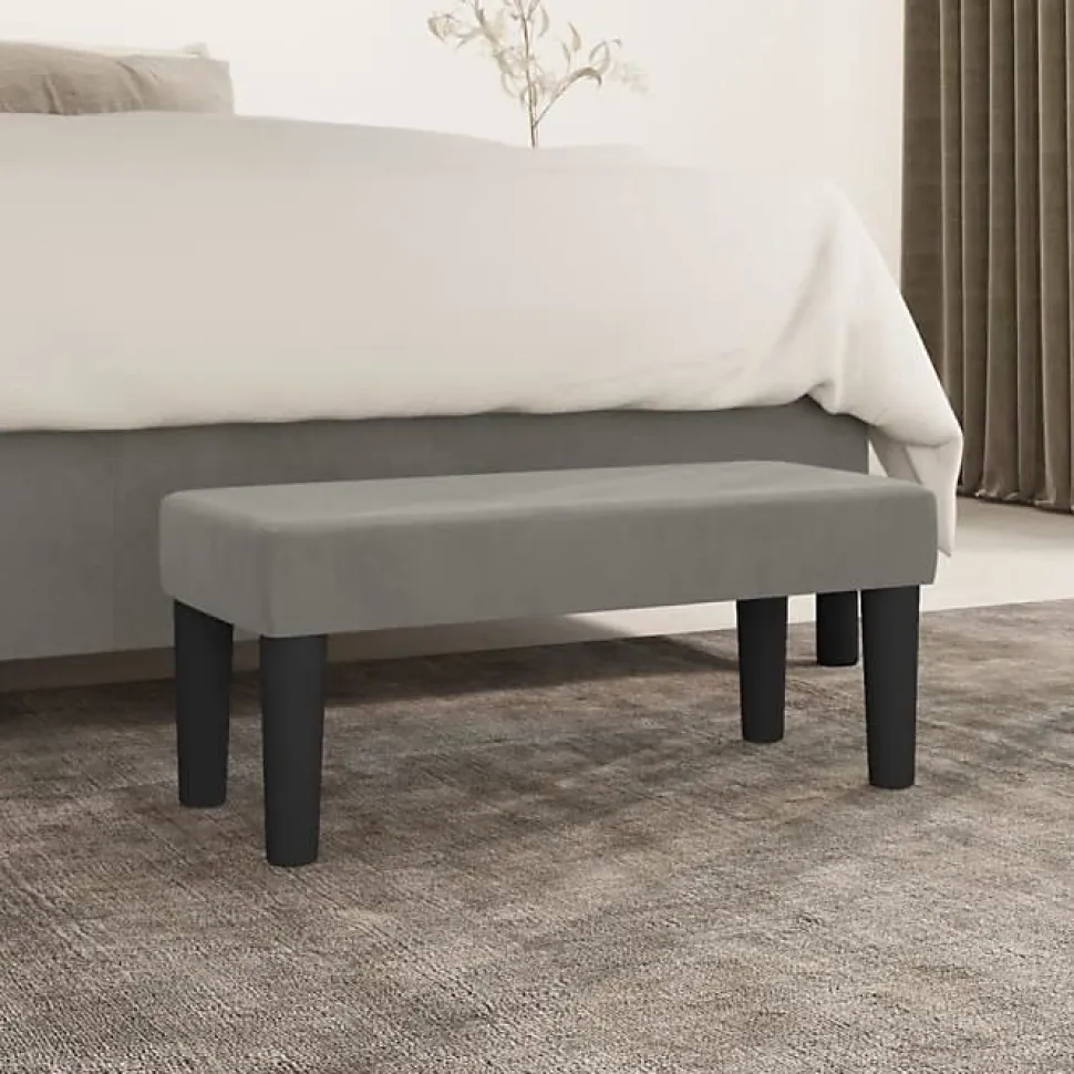 346638 vidaXL Banc Gris clair 70x30x30 cm Velours